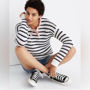 Madewell Striped Open-Stitch Austen Pullover Sweater